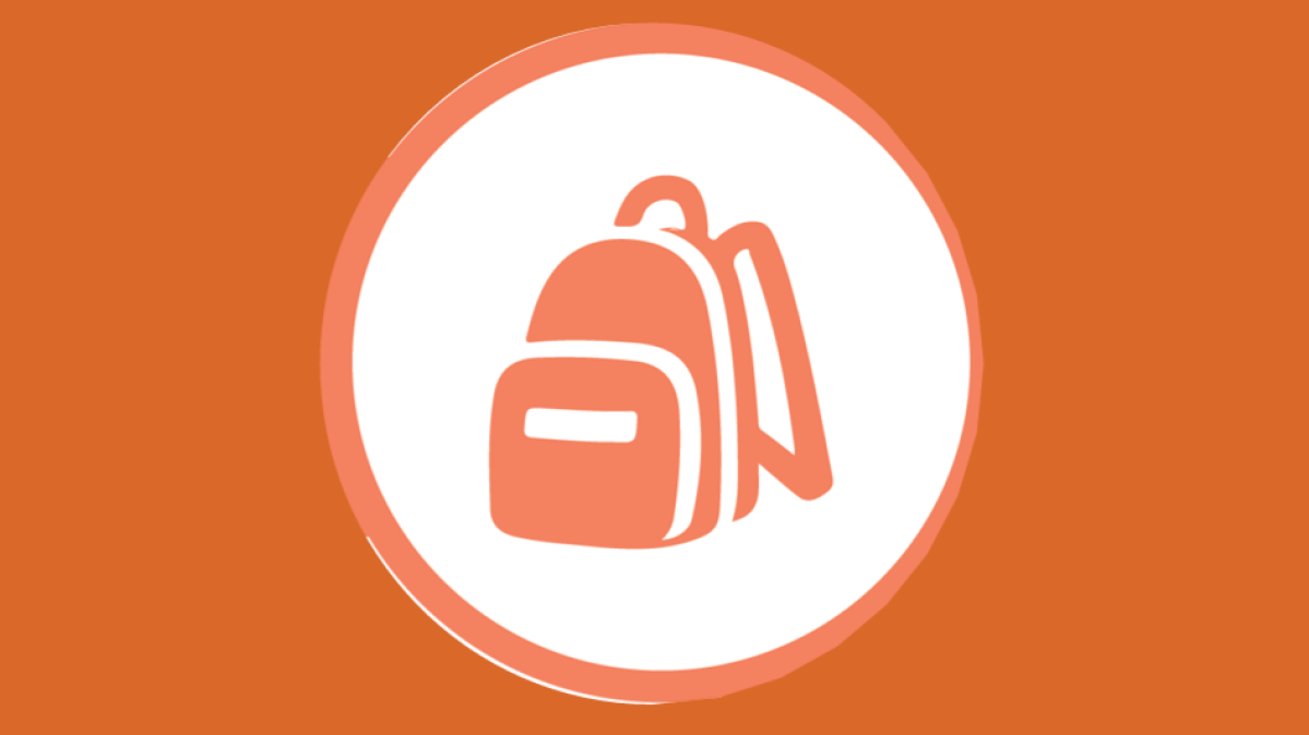 Backpack icon on orange background
